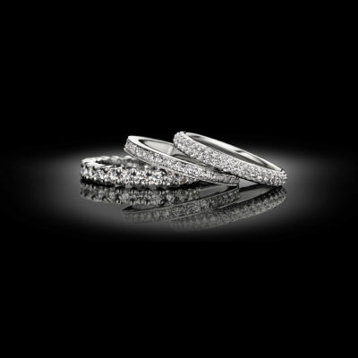 Set of diamond wedding bands.